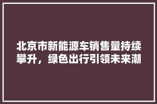 北京市新能源车销售量持续攀升，绿色出行引领未来潮流