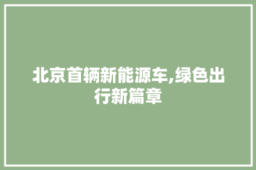 北京首辆新能源车,绿色出行新篇章
