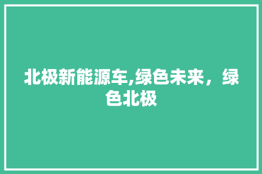 北极新能源车,绿色未来，绿色北极