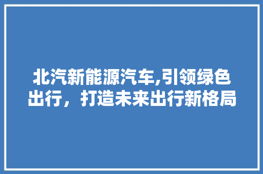 北汽新能源汽车,引领绿色出行，打造未来出行新格局