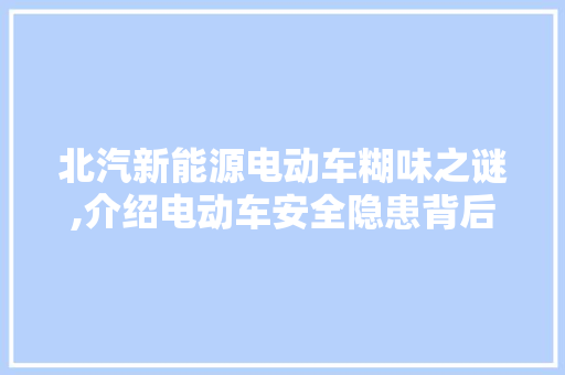 北汽新能源电动车糊味之谜,介绍电动车安全隐患背后的真相