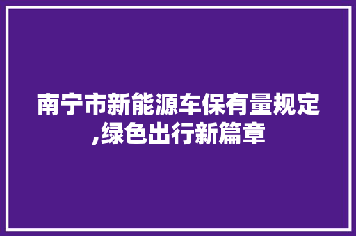 南宁市新能源车保有量规定,绿色出行新篇章