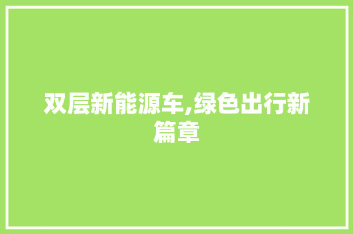 双层新能源车,绿色出行新篇章