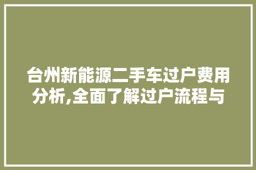 台州新能源二手车过户费用分析,全面了解过户流程与成本 变速箱配件