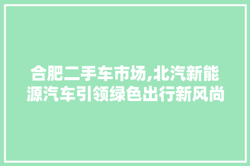 合肥二手车市场,北汽新能源汽车引领绿色出行新风尚 变速箱配件