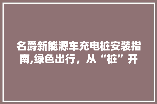 名爵新能源车充电桩安装指南,绿色出行，从“桩”开始