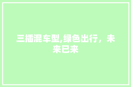 三插混车型,绿色出行，未来已来 新能源汽车