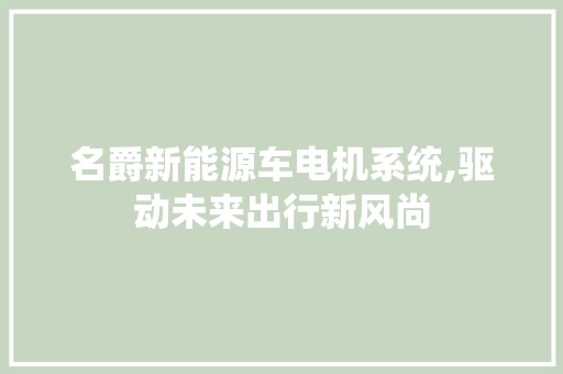 名爵新能源车电机系统,驱动未来出行新风尚