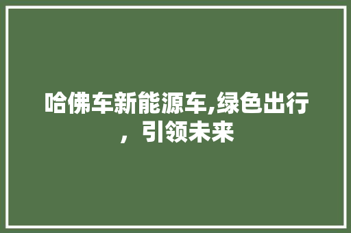 哈佛车新能源车,绿色出行，引领未来