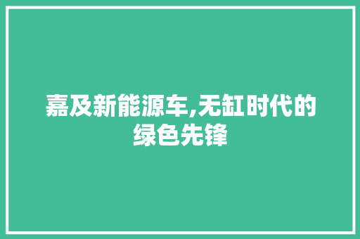 嘉及新能源车,无缸时代的绿色先锋