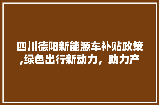 四川德阳新能源车补贴政策,绿色出行新动力，助力产业转型升级