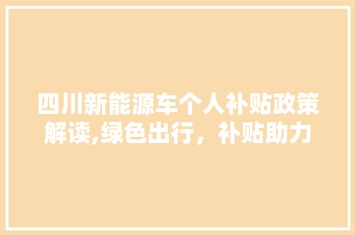 四川新能源车个人补贴政策解读,绿色出行，补贴助力