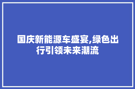 国庆新能源车盛宴,绿色出行引领未来潮流