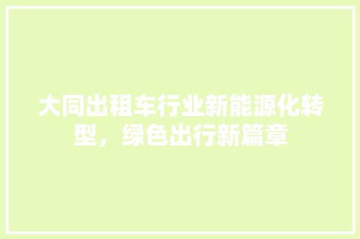 大同出租车行业新能源化转型，绿色出行新篇章