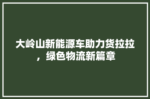 大岭山新能源车助力货拉拉，绿色物流新篇章