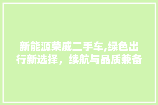 新能源荣威二手车,绿色出行新选择，续航与品质兼备