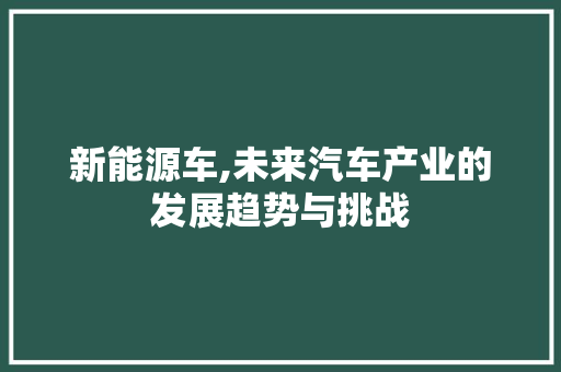 新能源车,未来汽车产业的发展趋势与挑战