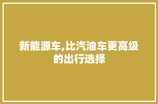 新能源车,比汽油车更高级的出行选择