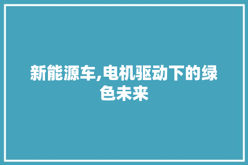 新能源车,电机驱动下的绿色未来