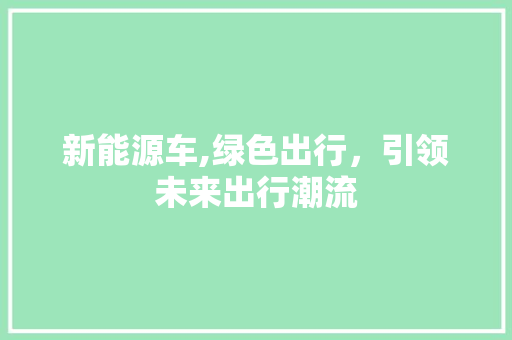 新能源车,绿色出行，引领未来出行潮流
