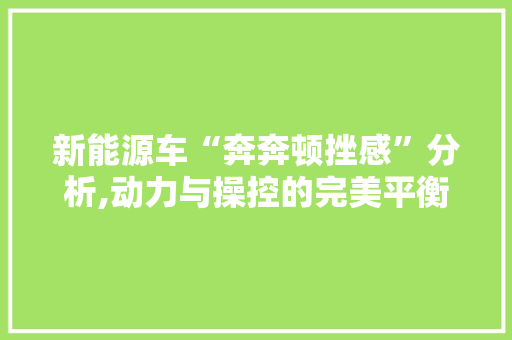 新能源车“奔奔顿挫感”分析,动力与操控的完美平衡