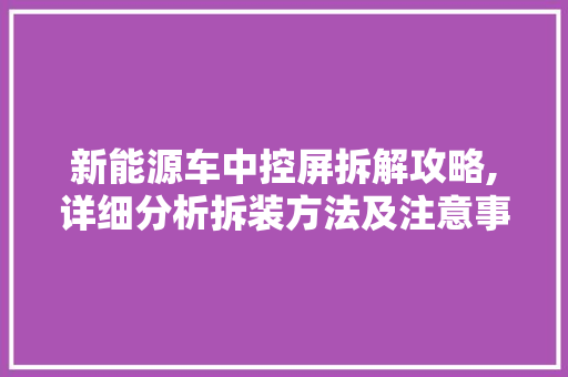 新能源车中控屏拆解攻略,详细分析拆装方法及注意事项