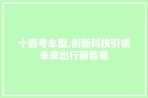 十四号车型,创新科技引领未来出行新篇章