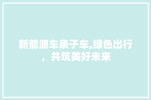 新能源车亲子车,绿色出行，共筑美好未来
