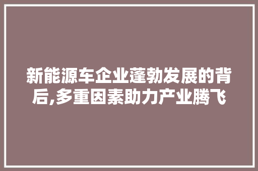 新能源车企业蓬勃发展的背后,多重因素助力产业腾飞