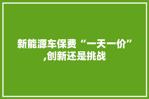 新能源车保费“一天一价”,创新还是挑战