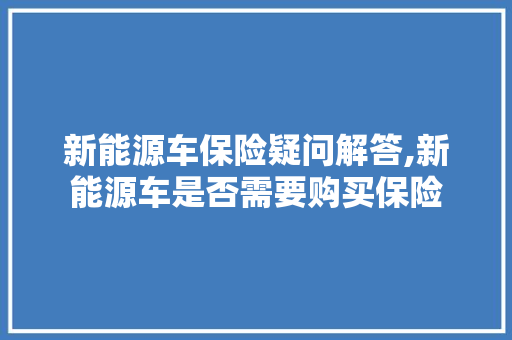 新能源车保险疑问解答,新能源车是否需要购买保险
