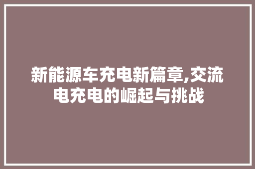 新能源车充电新篇章,交流电充电的崛起与挑战