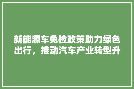 新能源车免检政策助力绿色出行，推动汽车产业转型升级