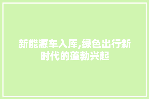 新能源车入库,绿色出行新时代的蓬勃兴起