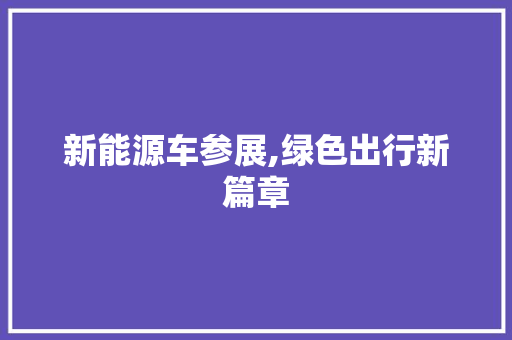 新能源车参展,绿色出行新篇章