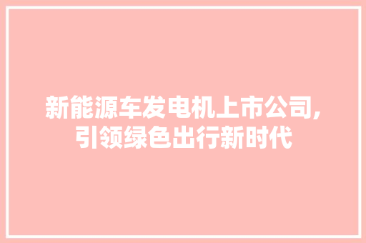 新能源车发电机上市公司,引领绿色出行新时代