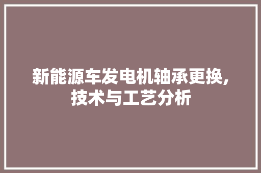 新能源车发电机轴承更换,技术与工艺分析