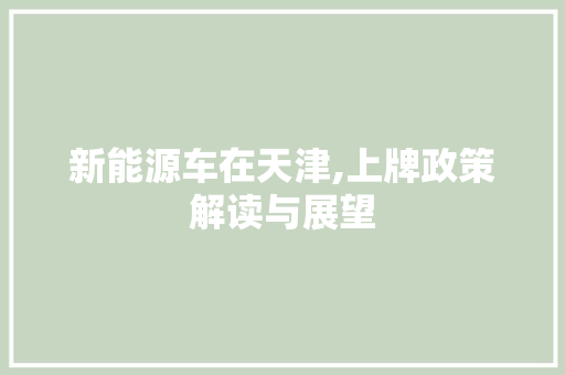 新能源车在天津,上牌政策解读与展望