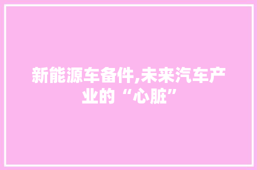 新能源车备件,未来汽车产业的“心脏”