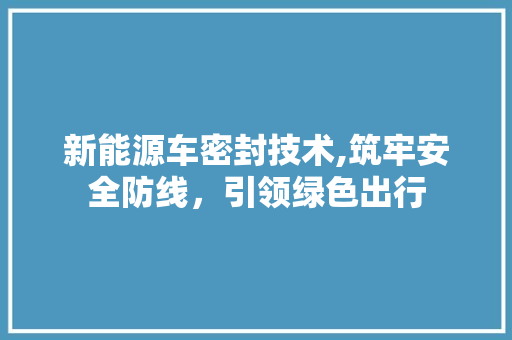 新能源车密封技术,筑牢安全防线，引领绿色出行