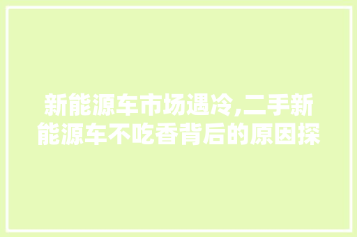 新能源车市场遇冷,二手新能源车不吃香背后的原因探析
