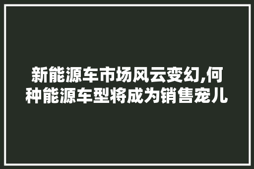 新能源车市场风云变幻,何种能源车型将成为销售宠儿
