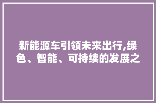 新能源车引领未来出行,绿色、智能、可持续的发展之路