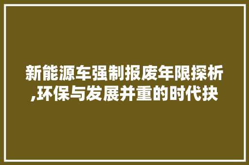 新能源车强制报废年限探析,环保与发展并重的时代抉择