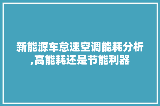 新能源车怠速空调能耗分析,高能耗还是节能利器