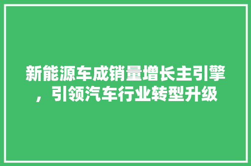 新能源车成销量增长主引擎，引领汽车行业转型升级