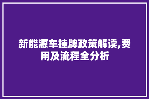 新能源车挂牌政策解读,费用及流程全分析