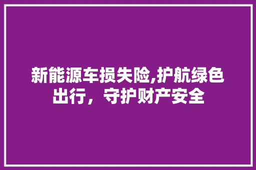 新能源车损失险,护航绿色出行，守护财产安全