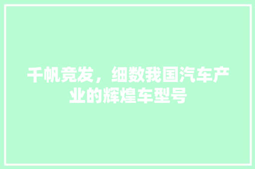 千帆竞发，细数我国汽车产业的辉煌车型号