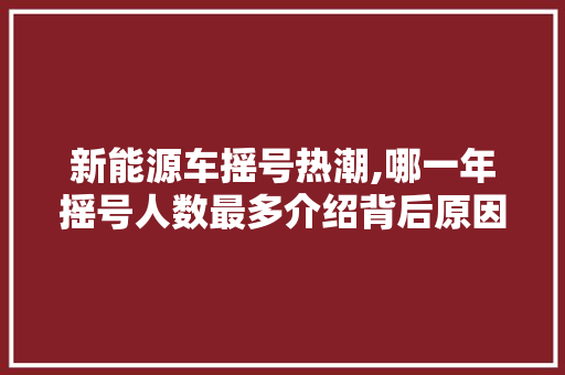 新能源车摇号热潮,哪一年摇号人数最多介绍背后原因